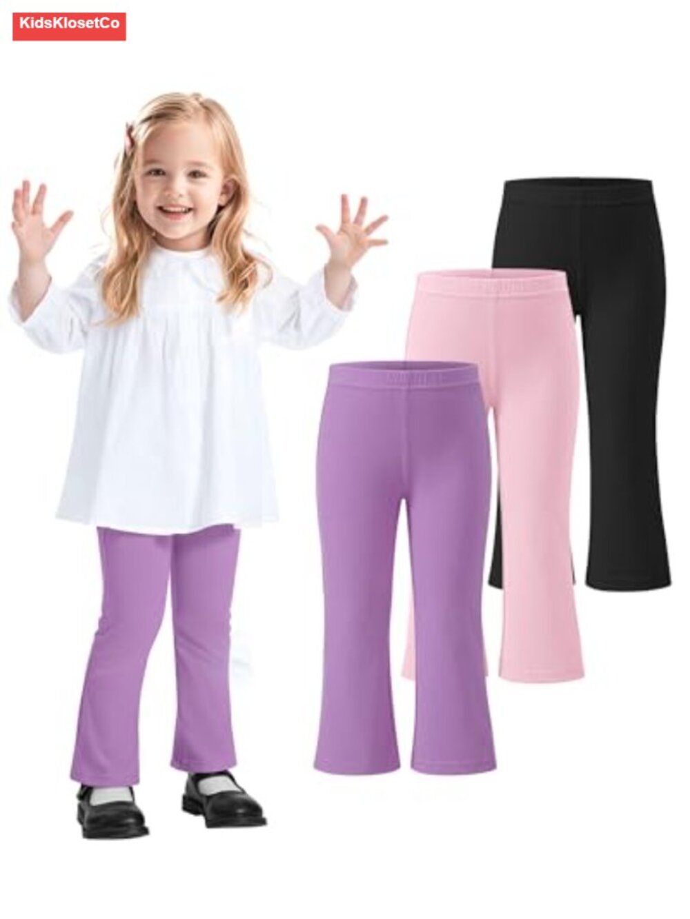 3 Pack Baby Girls Flare Leggings Soft Cotton Toddler Bell Bottom Pants